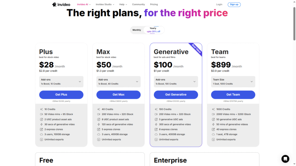 Pricing and Plan Comparison in Vedia.ai